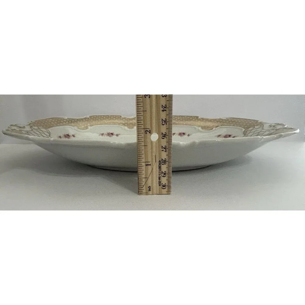 Wallendorf 1764 Oblong Rose Pink and Gold Dish Porcelain Germany 13x9 Inches - Picture 10 of 10